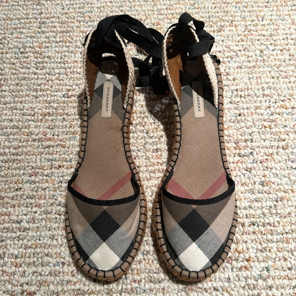 Burberry Wedge Espadrille Sandals Sz 8